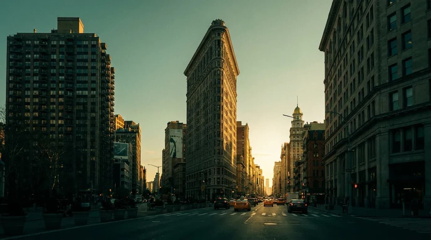 The Flatiron Building at golden hour